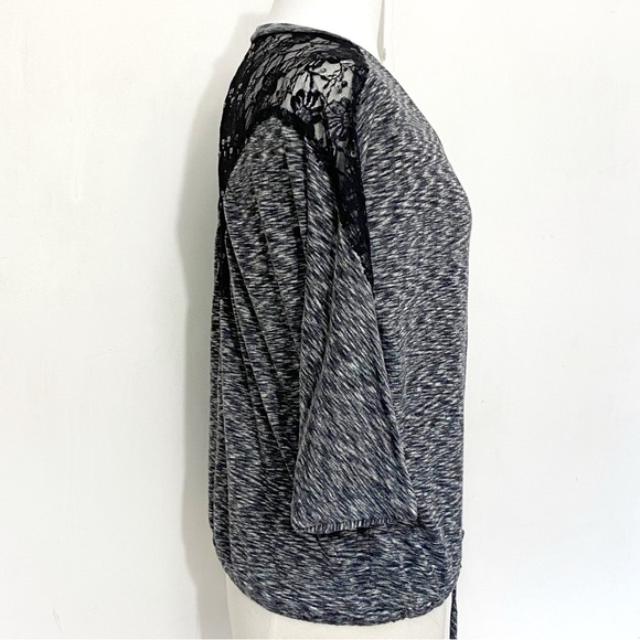 No Brand marled knit lace back round neck tie hem dolman sleeve acrylic top L - Picture 4 of 6